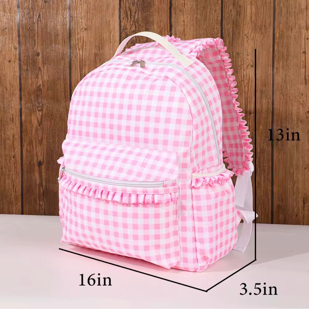 Beige Gingham Backpack