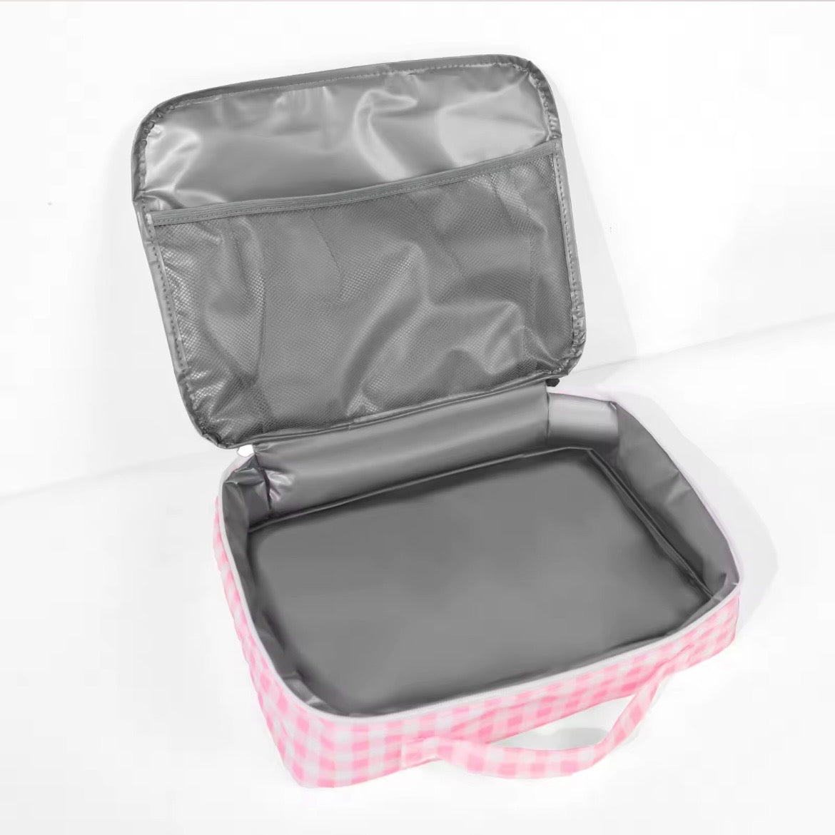 Beige Gingham Lunch Bag