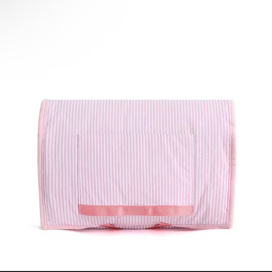 Pink Striped Toddler Nap Mat with Pillow and Blanket
