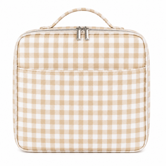 Beige Gingham Lunch Bag