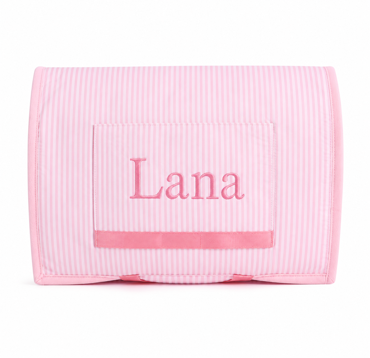Pink Striped Toddler Nap Mat with Pillow and Blanket