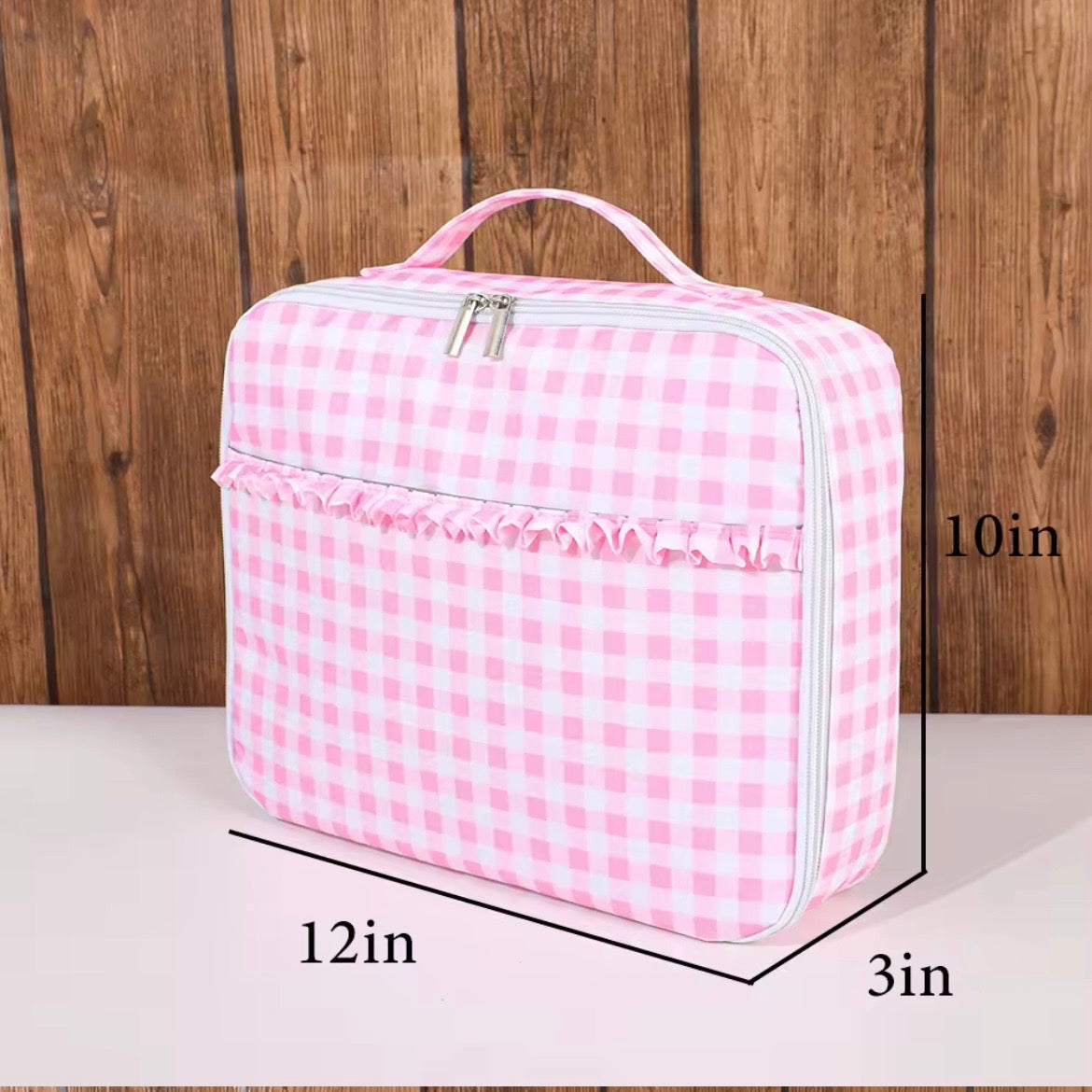 Beige Gingham Lunch Bag