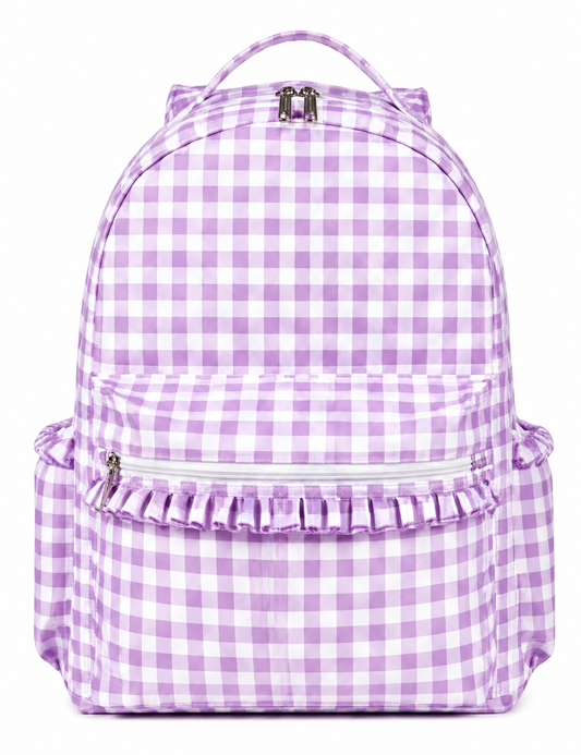 Purple Gingham Backpack