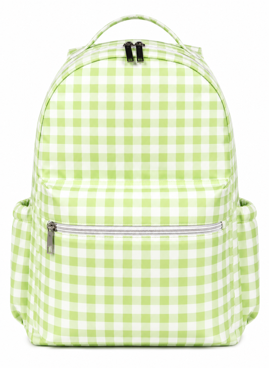 Green Gingham Backpack