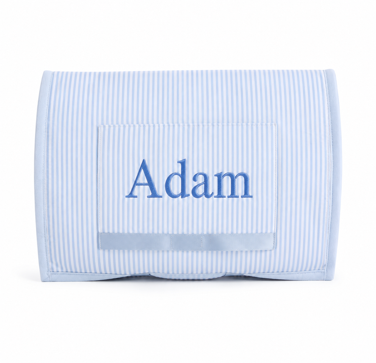 Blue Striped Toddler Nap Mat with Pillow and Blanket